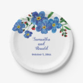 Vergeet me niet dat Blue Floral Waterverf Wedding  Papieren Bordje (Voorkant)