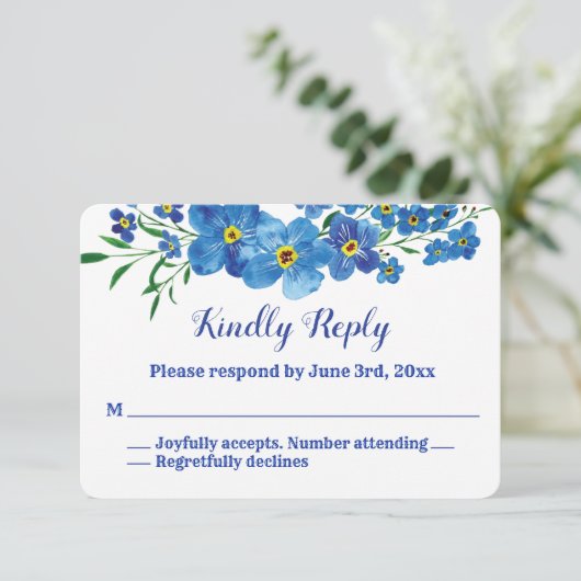 Vergeet me niet dat de blauwe Waterverf rond RSVP (Staand voorkant)