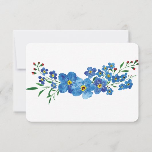 Vergeet me niet dat de blauwe Waterverf rond RSVP (Achterkant)