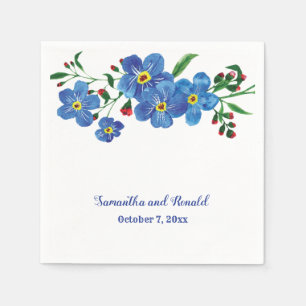 Vergeet me niet dat de Waterverf van Blue Floral b Servet