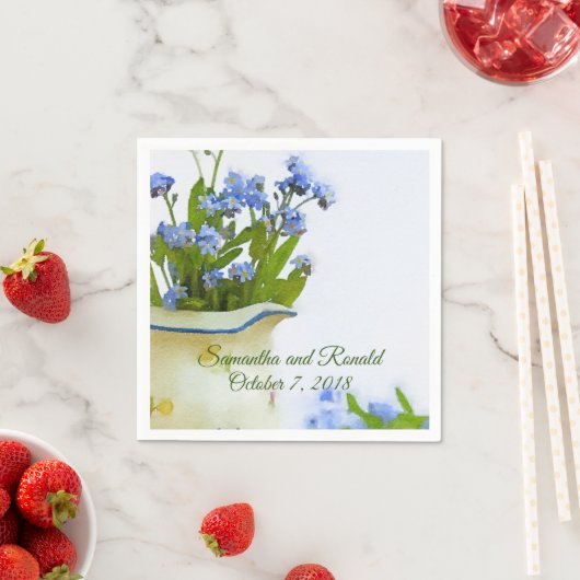 Vergeet me niet dat de Waterverf van Blue Floral b Servet (Insitu)