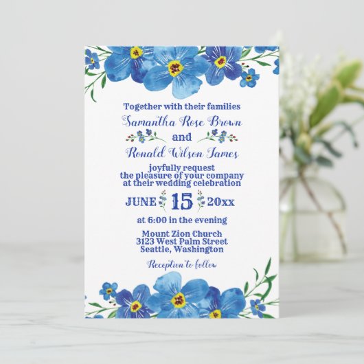 Vergeet me niet dat de Waterverf van de Blauwe Flo Kaart (Staand voorkant)