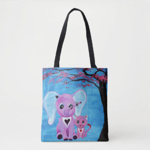 Vergeet me niet dat ik geen Elephant Cat Cherry Bl Tote Bag