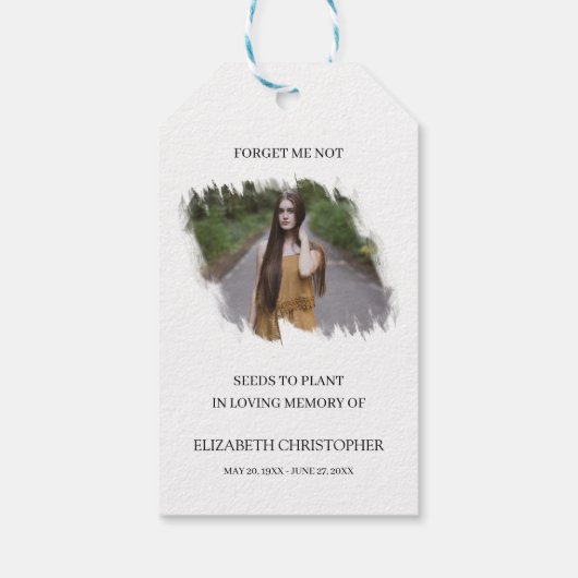 Vergeet me niet dat ik geen foto-begrafenisgeheuge cadeaulabel (Achterkant)