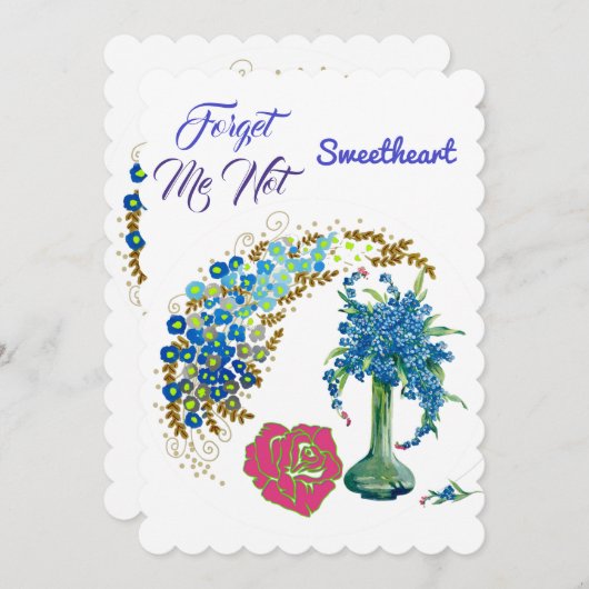 Vergeet me niet dat ik geen liefje roomantiek Roos Feestdagenkaart (Voorkant / Achterkant)