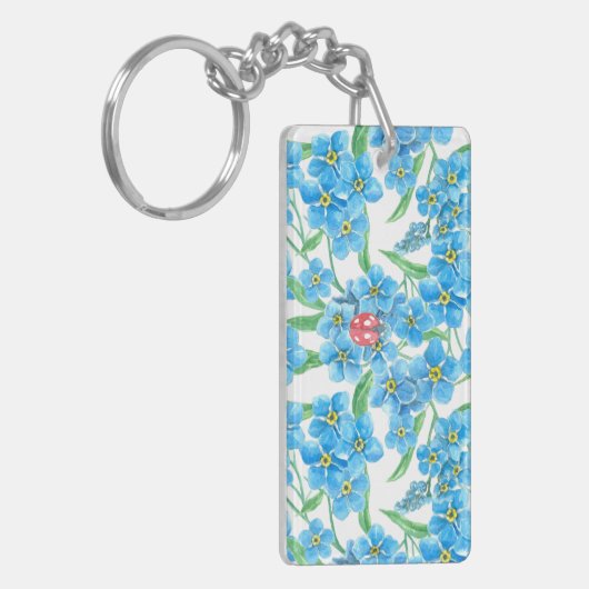 Vergeet me niet dat ik geen naadloos bloempatroon  sleutelhanger (Voorkant Links)