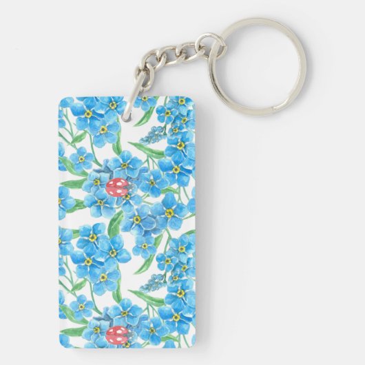 Vergeet me niet dat ik geen naadloos bloempatroon  sleutelhanger (achterkant)