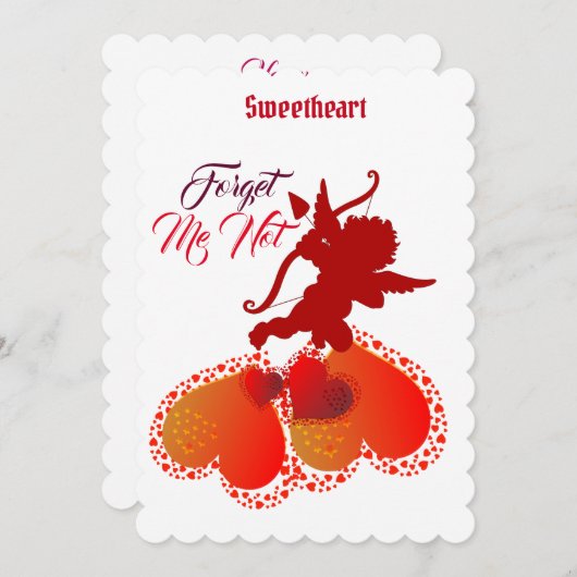 Vergeet me niet dat ik geen schatje van Cupid Ange Feestdagenkaart (Voorkant / Achterkant)