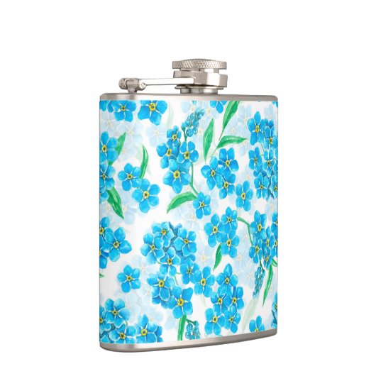 Vergeet me niet dat ik geen waterverf bloemen heb heupfles (Rechts)