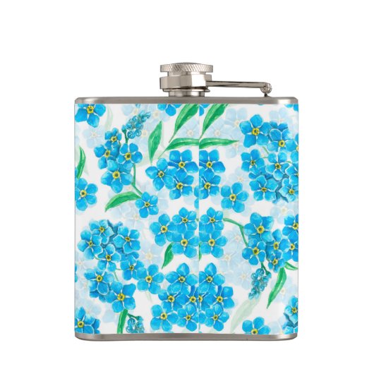 Vergeet me niet dat ik geen waterverf bloemen heb heupfles (Achterkant)