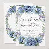 Vergeet-me-niet de Waterverf van de Bloemen Elegan Save The Date (Voorkant / Achterkant)