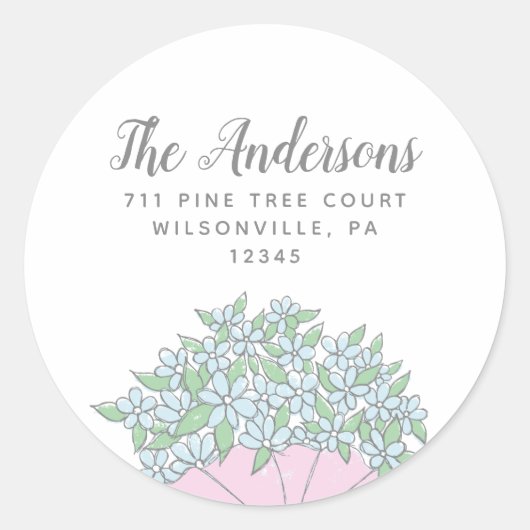 Vergeet me niet doedelen ronde retour adres labels (Voorkant)