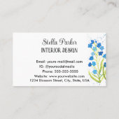 Vergeet me niet Elegant Blue Floral Visitekaartje (Achterkant)