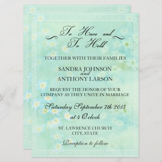 Vergeet me niet Floral bruiloft uitnodiging (Voorkant / Achterkant)