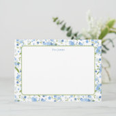 Vergeet me niet Floral gepersonaliseerde Briefpapi Bedankkaart (Staand voorkant)