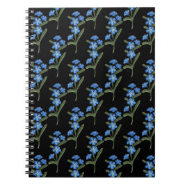 Vergeet me niet Flower Notitieboek Black Pattern