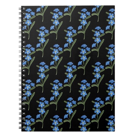 Vergeet me niet Flower Notitieboek Black Pattern (Voorkant)