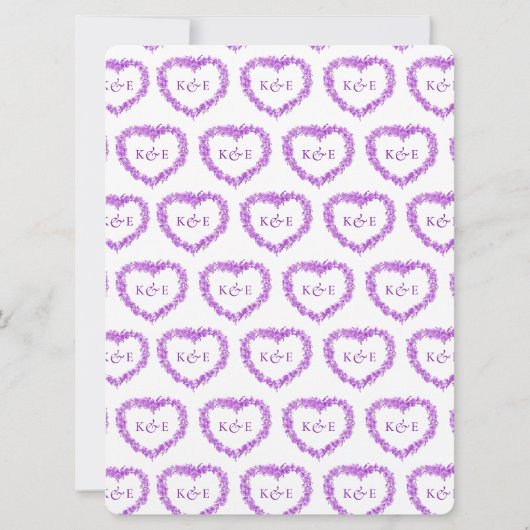Vergeet-me-niet hart kunst bruiloft paarse wit kaart (Achterkant)