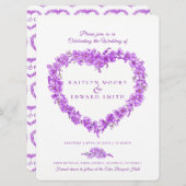 Vergeet-me-niet hart kunst bruiloft paarse wit kaart (Voorkant / Achterkant)