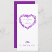 Vergeet-me-niet-hart paarse witte bruiloft menu's (Voorkant / Achterkant)