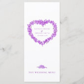 Vergeet-me-niet-hart paarse witte bruiloft menu's (Voorkant)