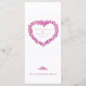Vergeet-me-niet hart roze witte bruiloft menu's (Voorkant)