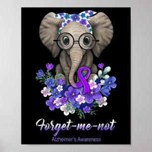 Vergeet me niet Heimers Awareness Elephant Flower Poster