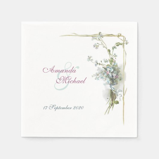 Vergeet me niet, het ontwerp van de bruiloft servetten (Voorkant)