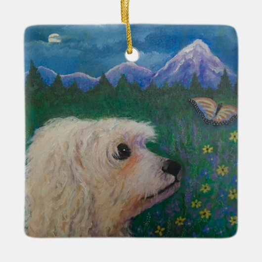 Vergeet me niet keramisch ornament (Voorkant)