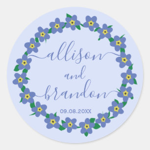 Vergeet me niet krans bruiloft Sticker Gift Label