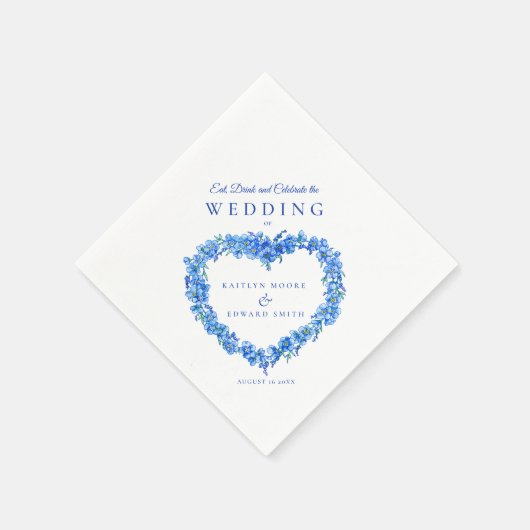 Vergeet-me-niet-kunst bruiloft blauw wit gewoonte servet (Hoek)