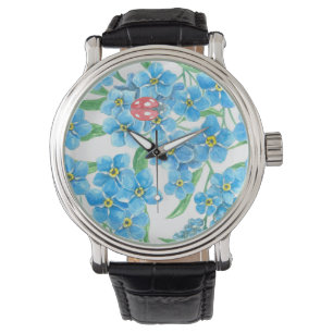 Vergeet me niet naadloos bloemenpatroon horloge