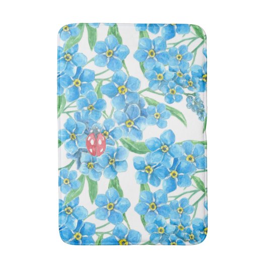 Vergeet me niet naadloos patroon badmat (Voorkant Verticaal)