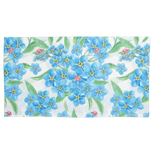 Vergeet me niet naadloos patroon kussensloop (Voorkant-Links)