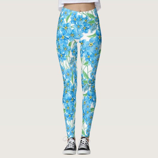 Vergeet me niet naadloos patroon leggings (Voorkant)