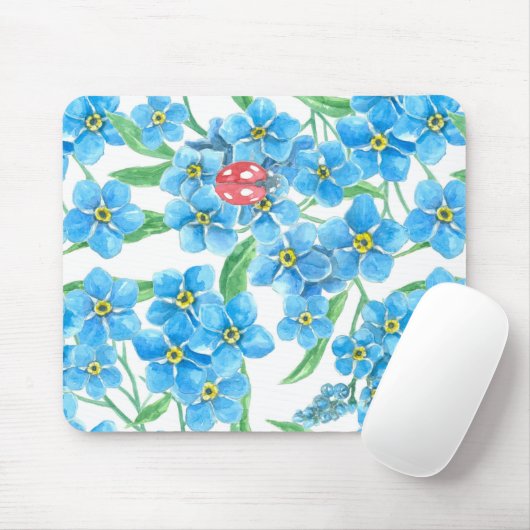 Vergeet me niet naadloos patroon muismat (Met muis)