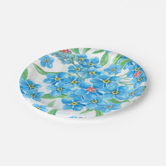 Vergeet me niet naadloos patroon papieren bordje (Gekanteld)