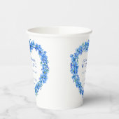 Vergeet me niet om een blauwe bruiloft met bloemen papieren bekers (Links)