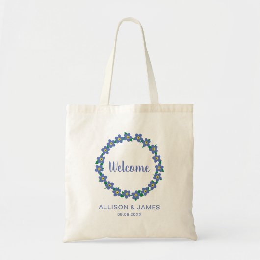 Vergeet me niet om welkomsttas te wedden, bestemmi tote bag (Voorkant)