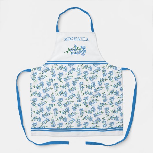 vergeet me niet Patroonblauwe naam Schort (Voorkant)