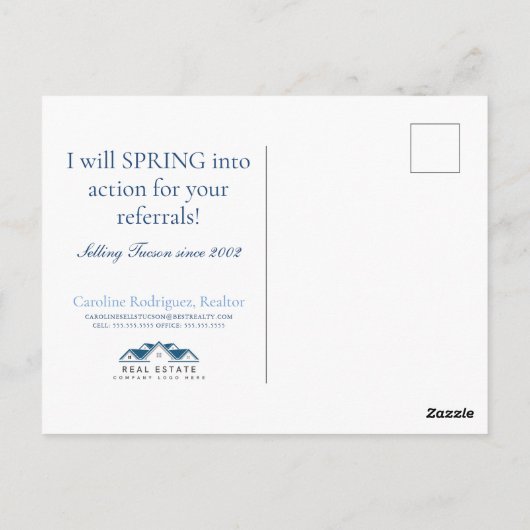 Vergeet me niet Real Estate Briefkaart Spring Pop (Achterkant)