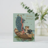 Vergeet me niet Roos zeilboot hond puppy Briefkaart (Staand voorkant)