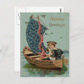 Vergeet me niet Roos zeilboot hond puppy Briefkaart (Voorkant / Achterkant)