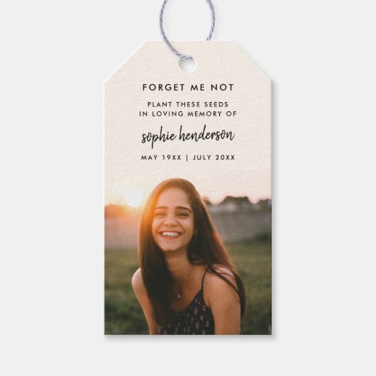 Vergeet me niet Seed Packet | Memorial Funeral Cadeaulabel (Voorkant)