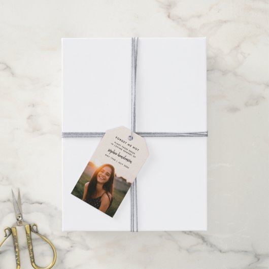 Vergeet me niet Seed Packet | Memorial Funeral Cadeaulabel (Met Touw)