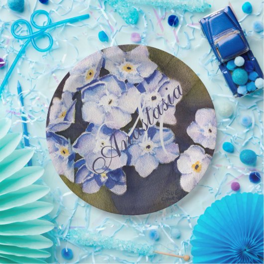 VERGEET ME NIET-STROOMPARTIJMONOGRAM PAPIEREN BORDJE (Feest)