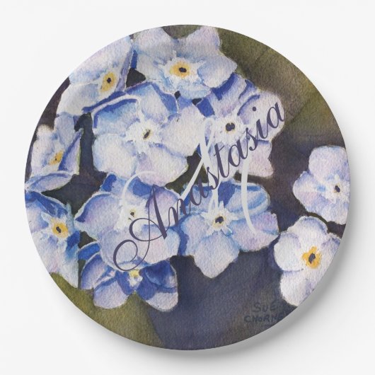 VERGEET ME NIET-STROOMPARTIJMONOGRAM PAPIEREN BORDJE (Voorkant)