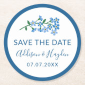 Vergeet me niet Twig sparen de Datum Ronde Kartonnen Onderzetter (Voorkant)