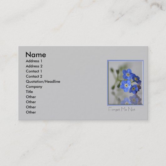 Vergeet me niet Visitekaartje (Voorkant)