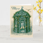 Vergeet-me-niet vogelhuis duif kaart (Gele Bloem)